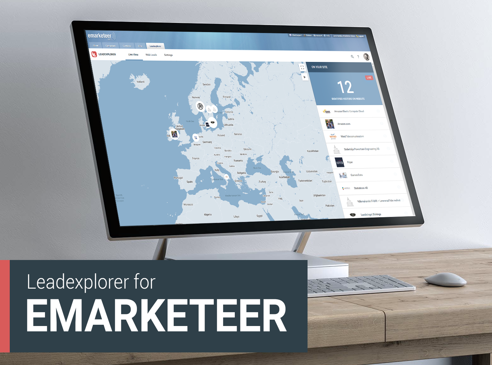 A screen of eMarketeer with a view of Leadexplorer Live View.